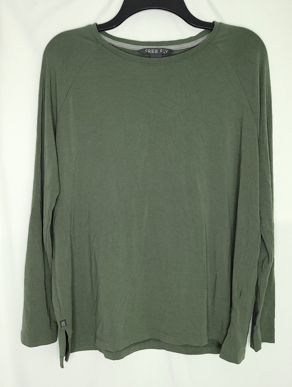 FREE FLY Men's Bamboo Green Long Sleeve Minimalist Tee SMALL